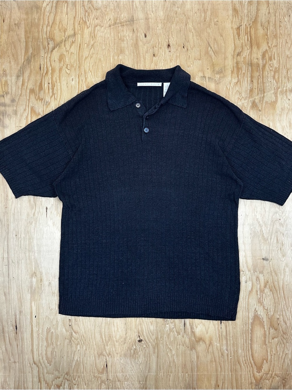 Perry Ellis Black Short-Sleeve Polo Shirt
